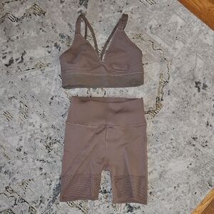 Fabletics Brown Sports Bra and Shorts Set